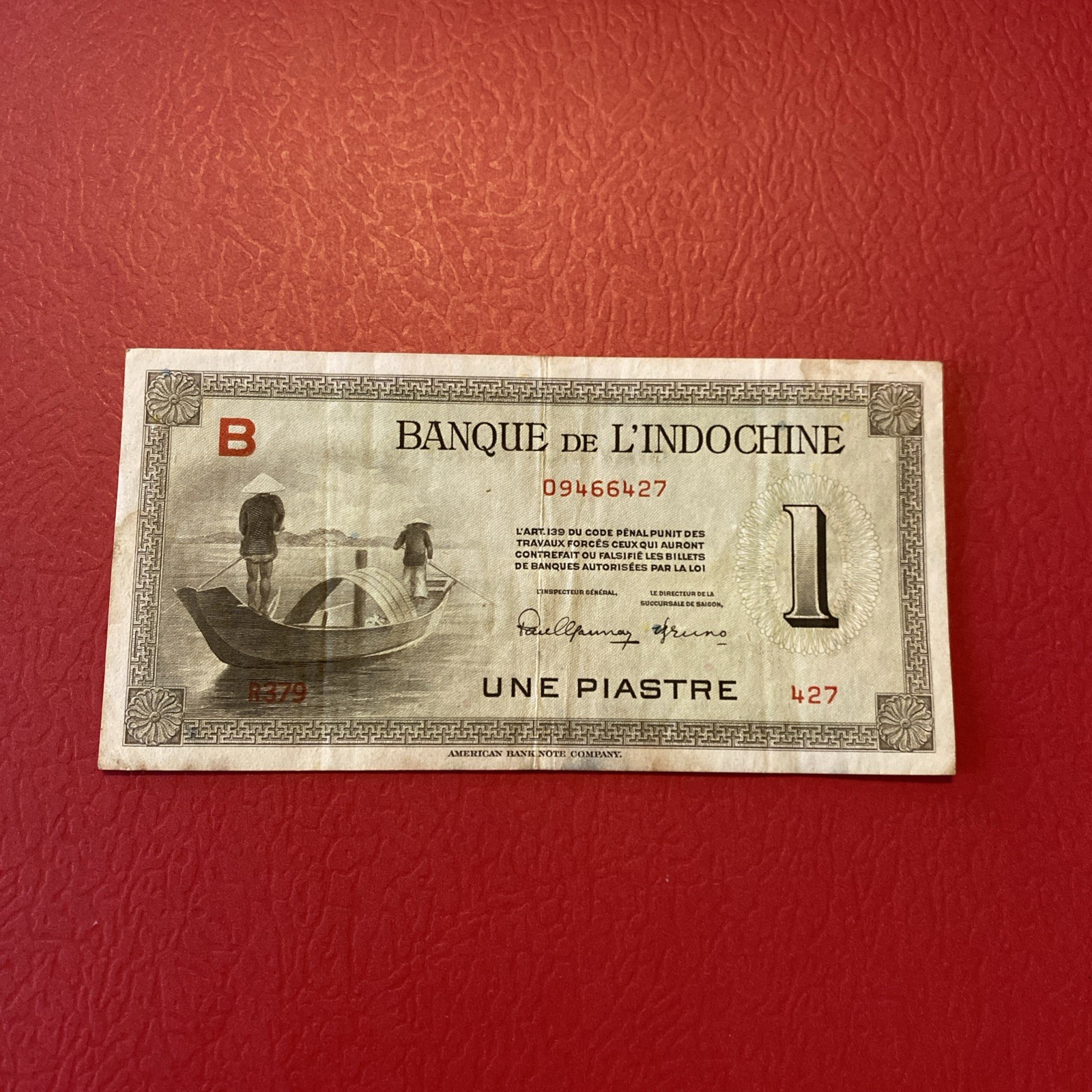 French Indochina- 1 Piastre- 1945