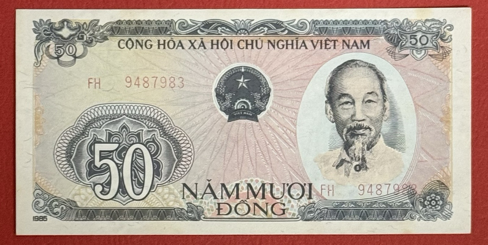 VIETNAM 50 DONG 1985 PICK# 97a Choice UNC. #PL3052