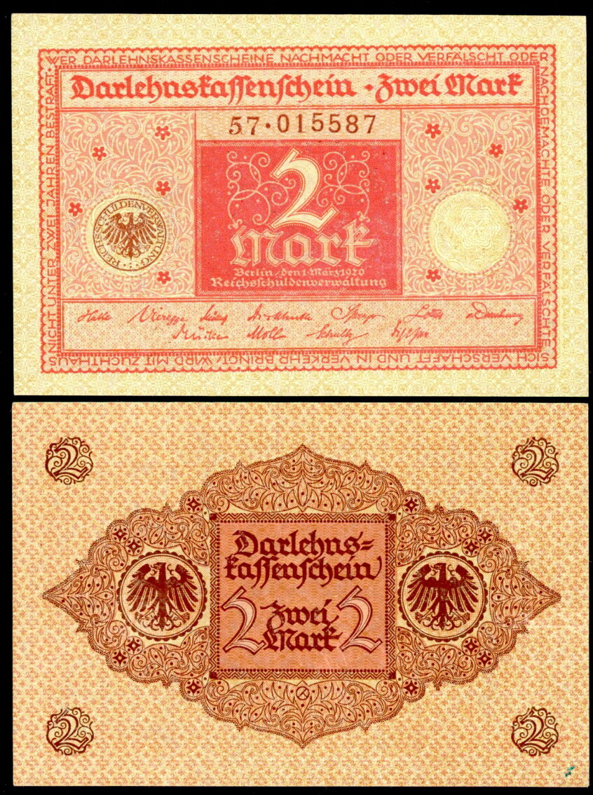 GERMANY P-59 2 Mark March 1, 1920 Over 100 Years Old and in Great Shape – UNC!