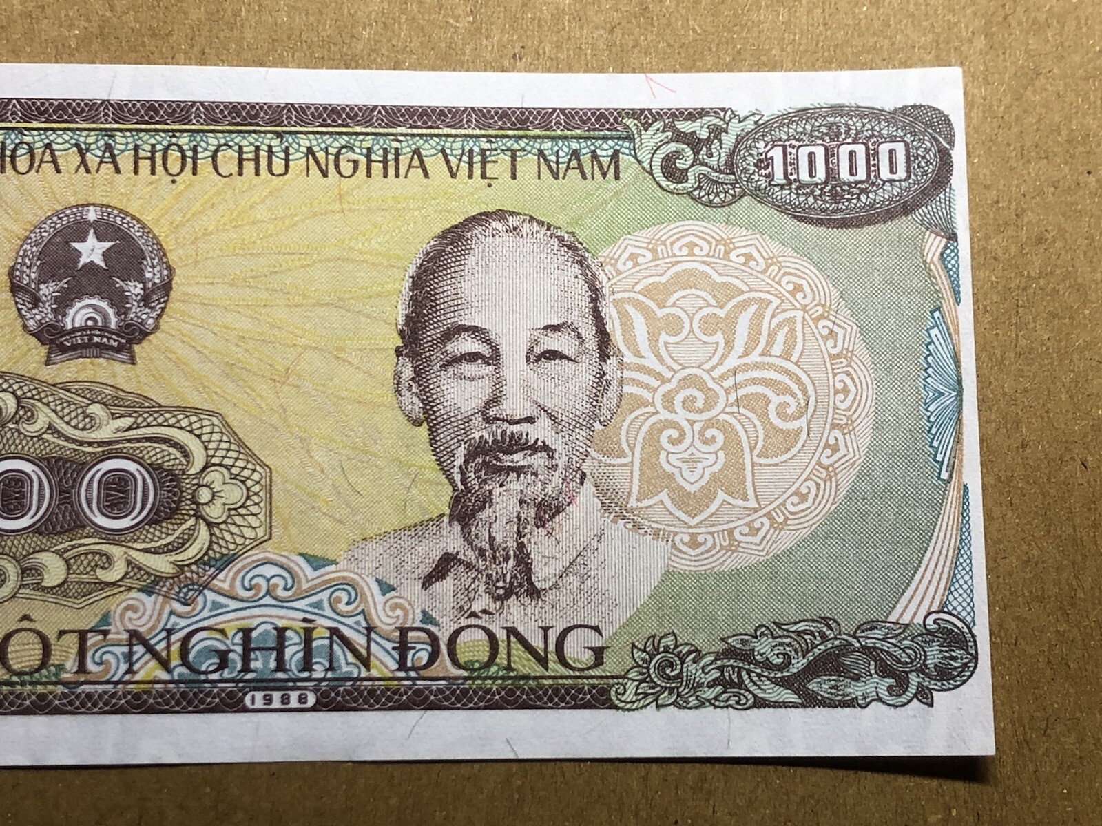 Error Cuting banknotes 1000 Dong 1988 Original Vintage Rare_LDP Shop.