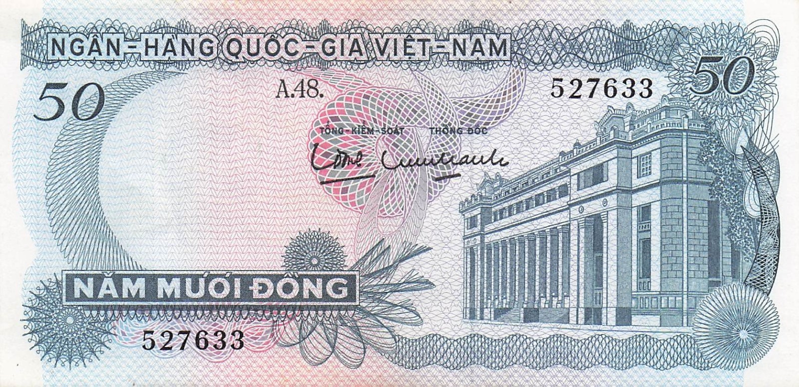 Viet Nam S. 50 Dong ND. 1969 P 25a Series A. 48 Circulated Banknote GG 3