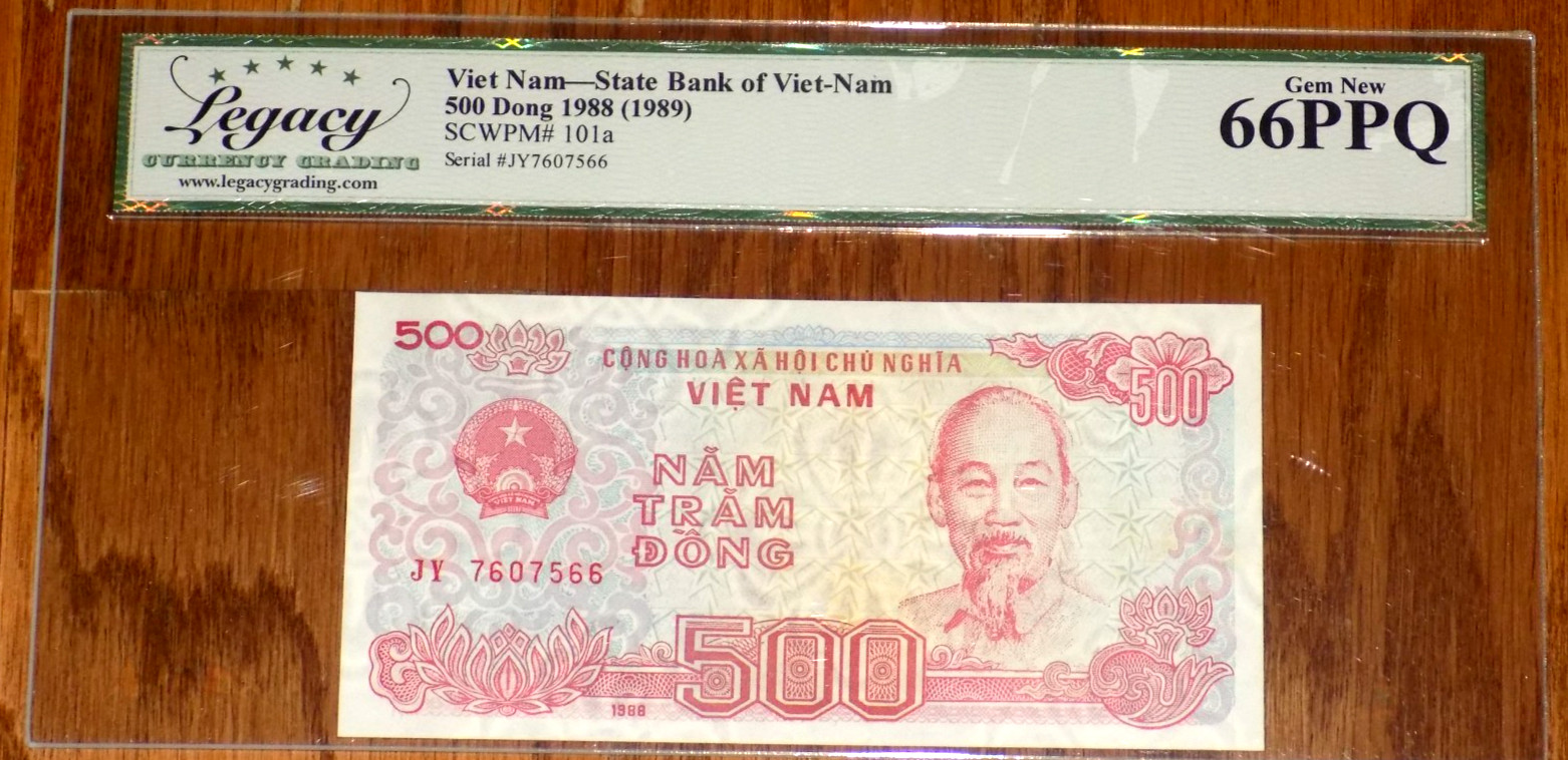 Viet Nam 500 Dong 1988 (ND 1989) P101a LEGACY GEM Uncirculated Grade 66 PPQ NOTE