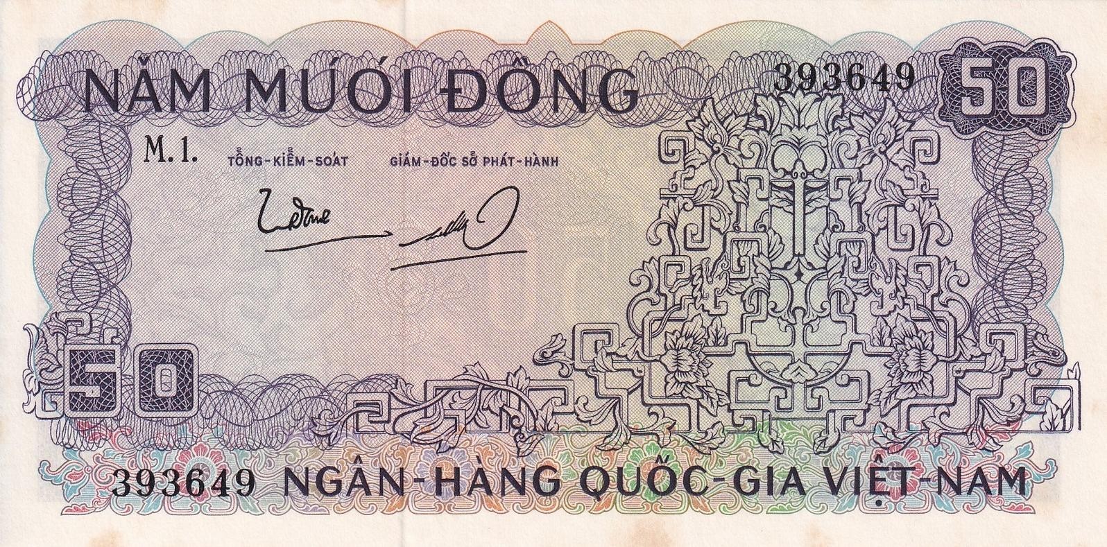 VietNam (South) 50 Dong 1966 P 17 UNC Foxing