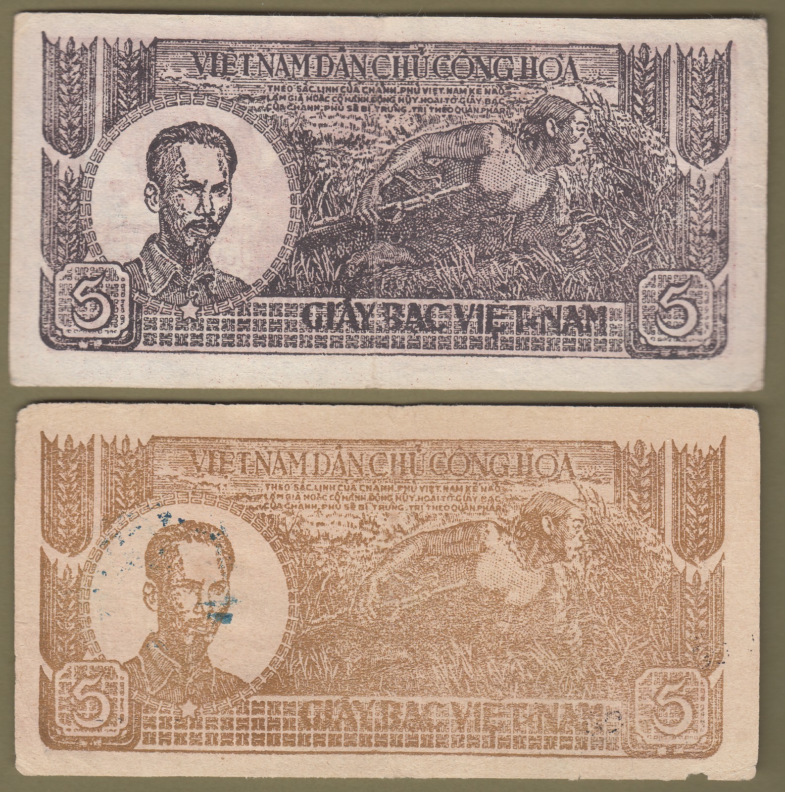 1946 Dem/Rep of North Vietnam 2 Different Bank Notes P#6.