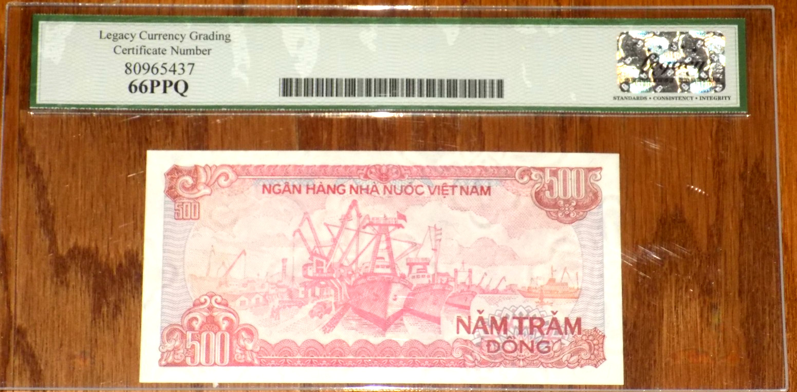Viet Nam 500 Dong 1988 (ND 1989) P101a LEGACY GEM Uncirculated Grade 66 PPQ NOTE