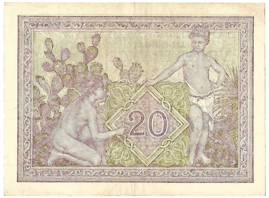 uq010 1943 ALGERIA Banque De l’Algerie Vingt Francs 20 Banknote French