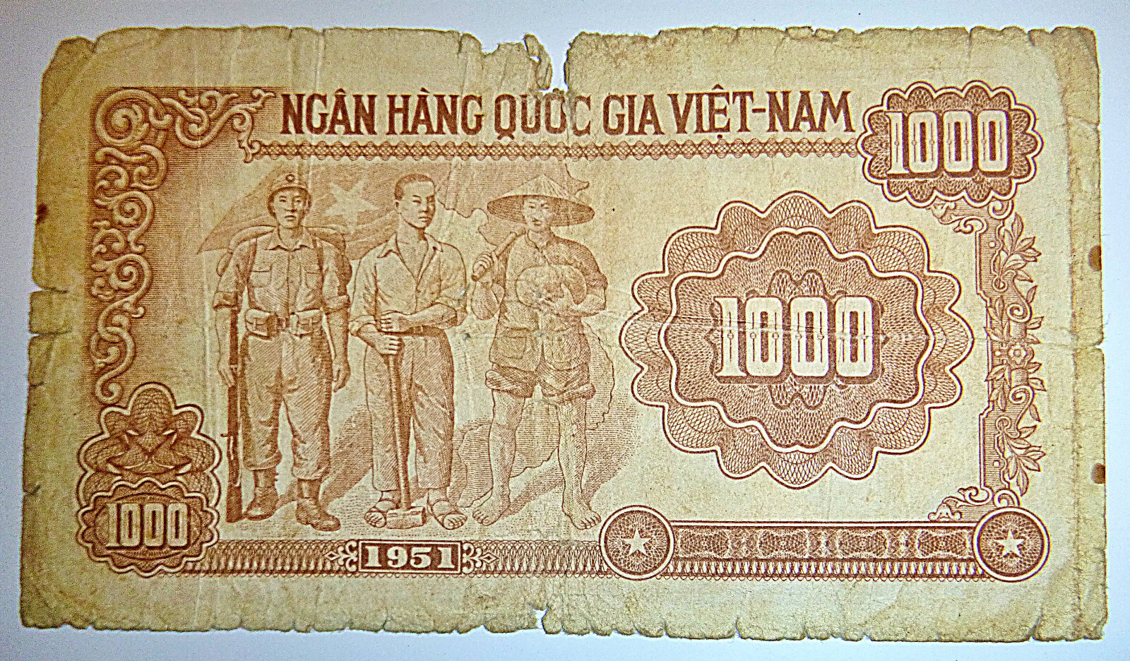 Viet Minh, 1951 Ho Chi Minh -1000 DONG 0 VC Bank Note, Vietnam French War, C.440