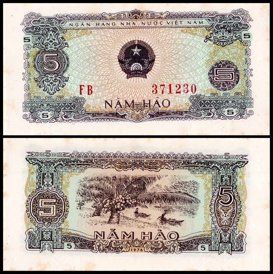 Vietnam 5 Hao, 1976, P-79, UNC, w/ Stains