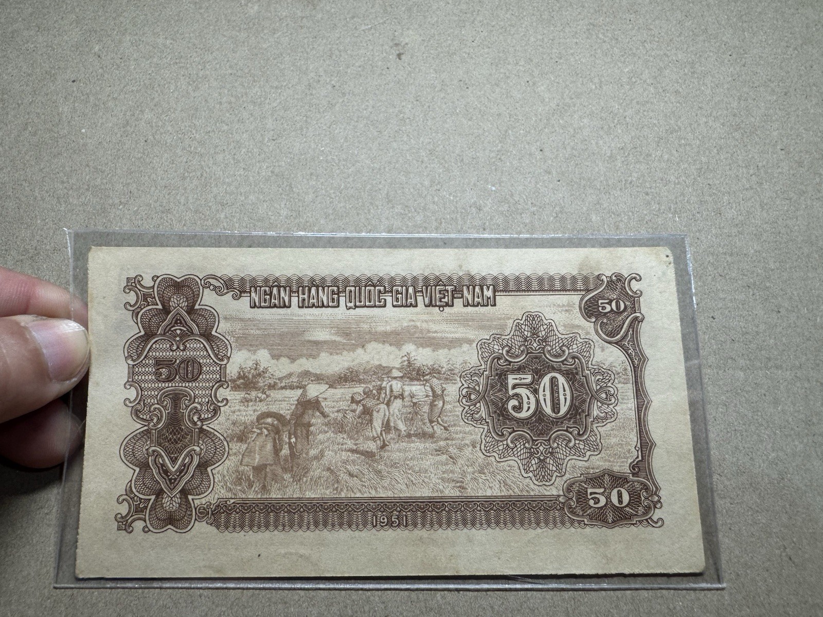 50 Dong Grown color Ho Chi Minh North Viet Nam Banknotes 1951 Rare_LDP Shop.