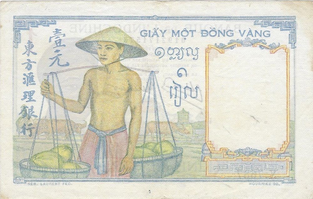 French Indochina 1 piastres P54c – Crisp XF + Gift! FIC1