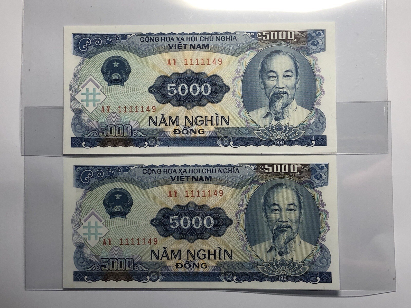 Duplicate Binary Serie Number Error 5000 Đồng 1991 Gem UNC Rare_LDP Shop.