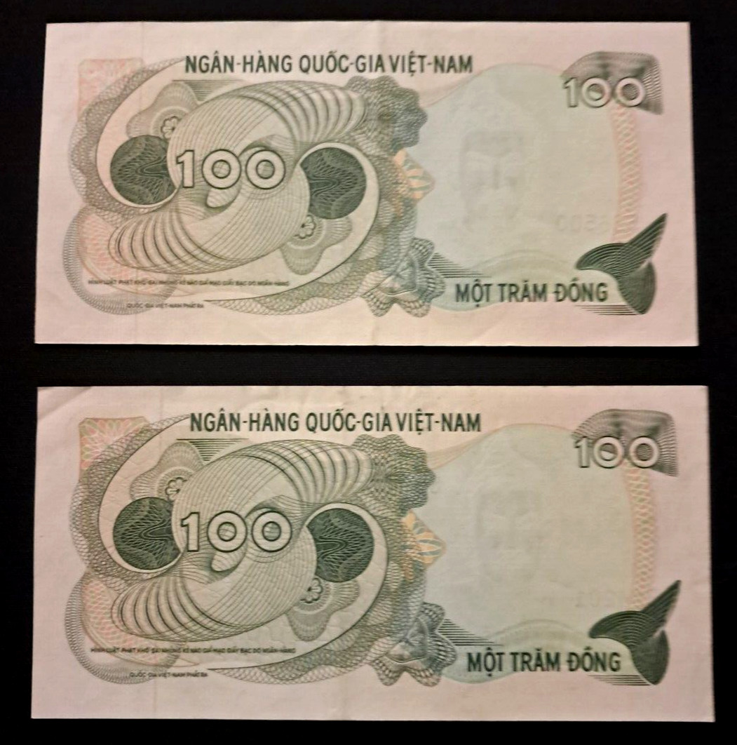 VINTAGE 1000 Mot Dram DONG Banknote Currency Paper Money Lot Of 2 same notes