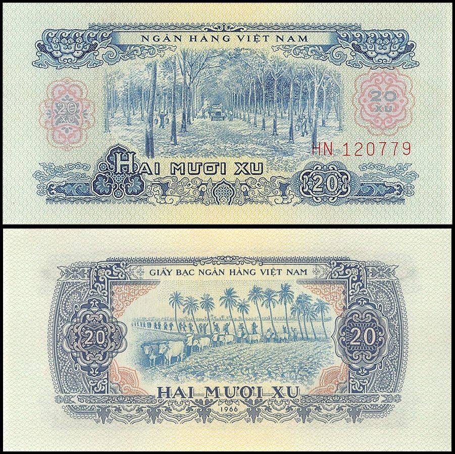 South Vietnam 20 Xu, 1966 (1975 ND), P-38a, UNC X 10 PCS