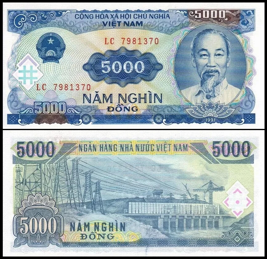 25 pcs x VIETNAM 5000 Dong, P-108 / 1991 series Banknotes – UNCIRCULATED