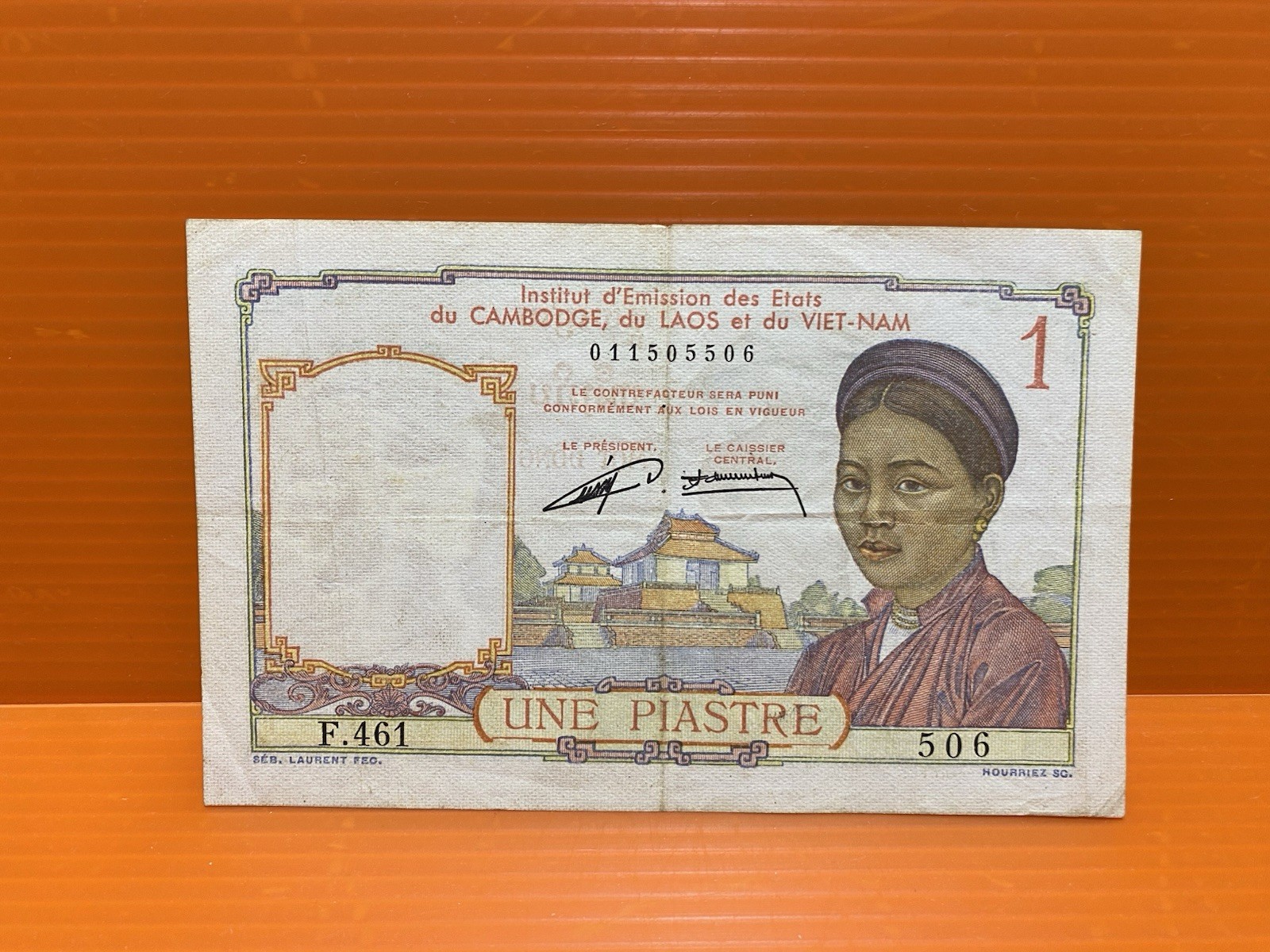 Banque De Indochina Laos Vietnam Cambodia Vintage Banknote Use 1953 FreeShipping