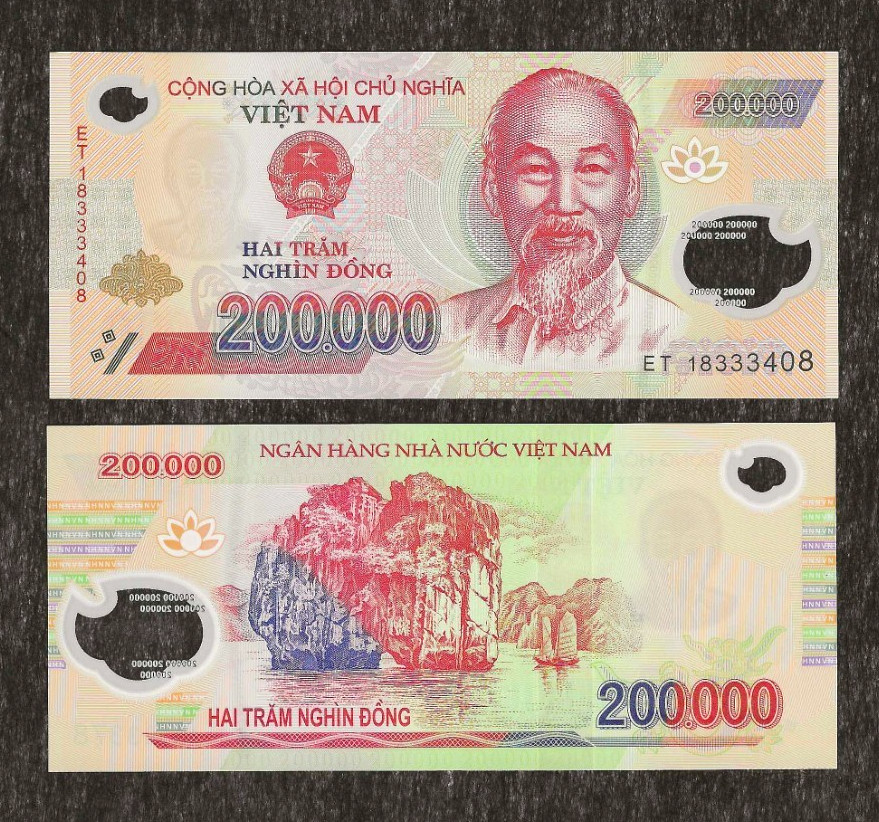 VIETNAM 200000 DONG P-123 2018 x 1 Pcs POLYMER HCM SHIP UNC Vietnamese BANK NOTE