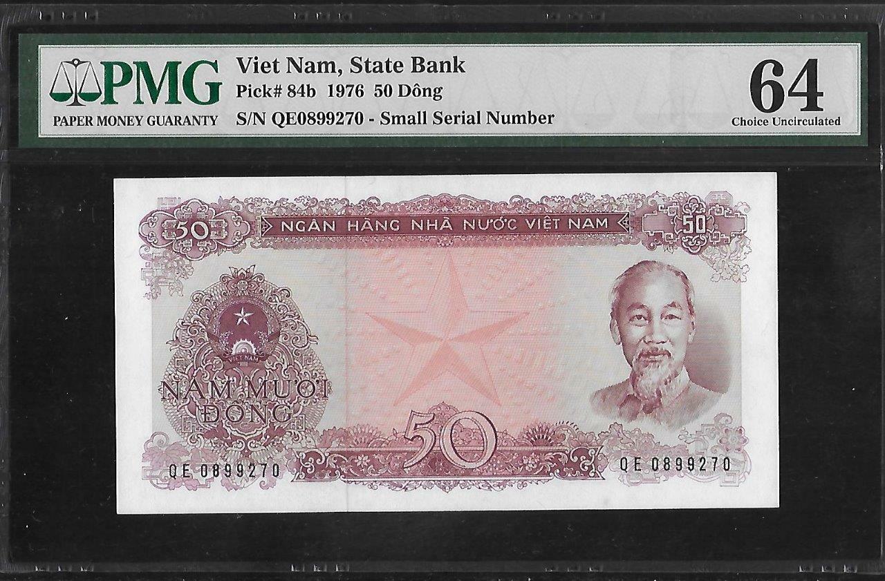 Vietnam P-84b 50 Dong 1976 Small Serial Number PMG 64