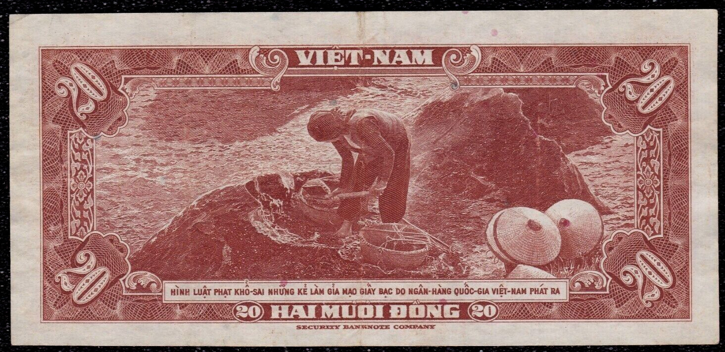VIETNAM South 20 DONG P-6 ND 1962 Vietnamese Peasant Ox Cart World Currency NOTE