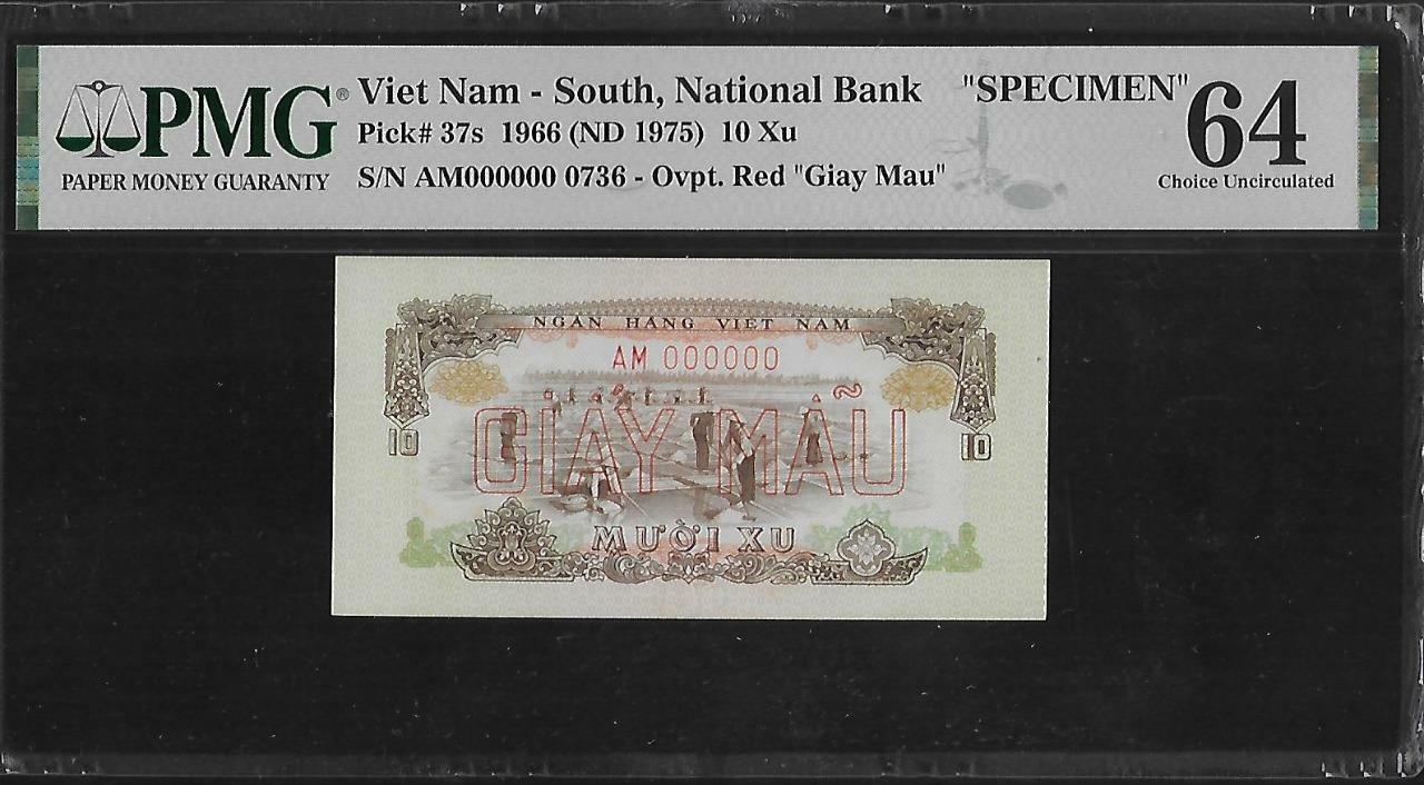 South Vietnam P-37s 10 Xu 1966 Specimen PMG 64