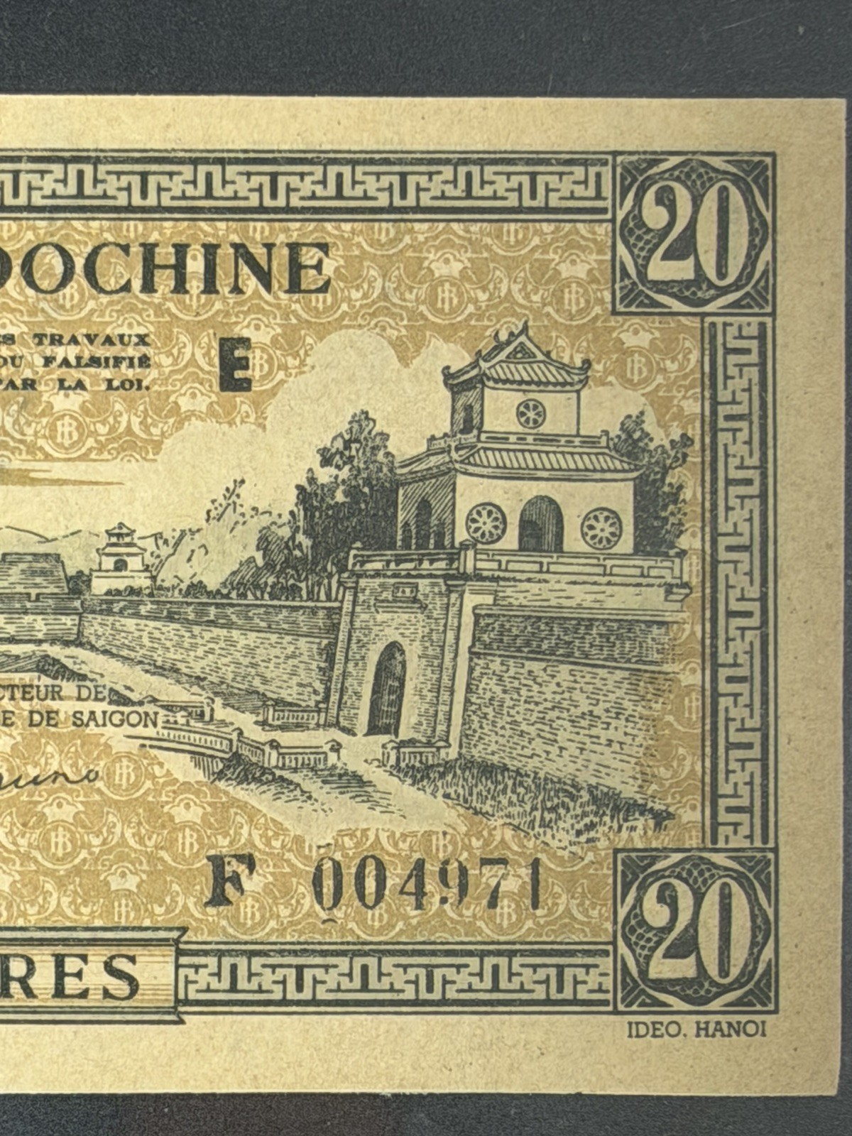 RARE French Indochina 20 Piastres Low Serial Crisp Colonial Banknote