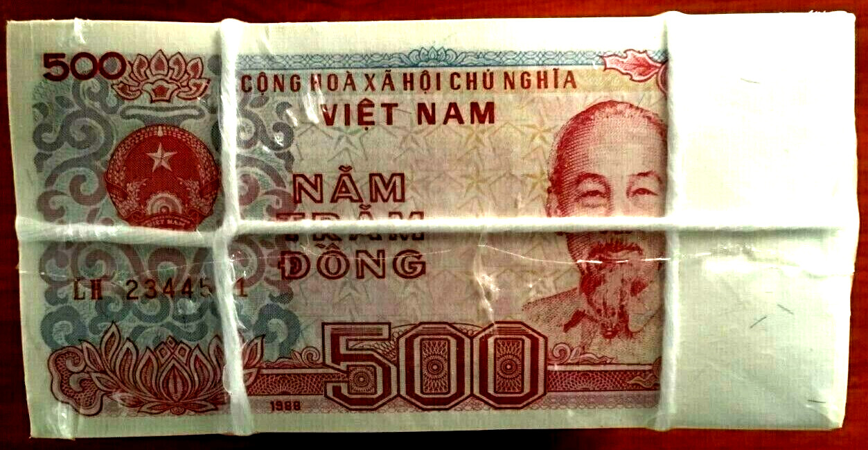 Vietnam 500 DONG P-101A 1988 x 100 Pcs Lot BUNDLE UNC Vietnamese Currency NOTE
