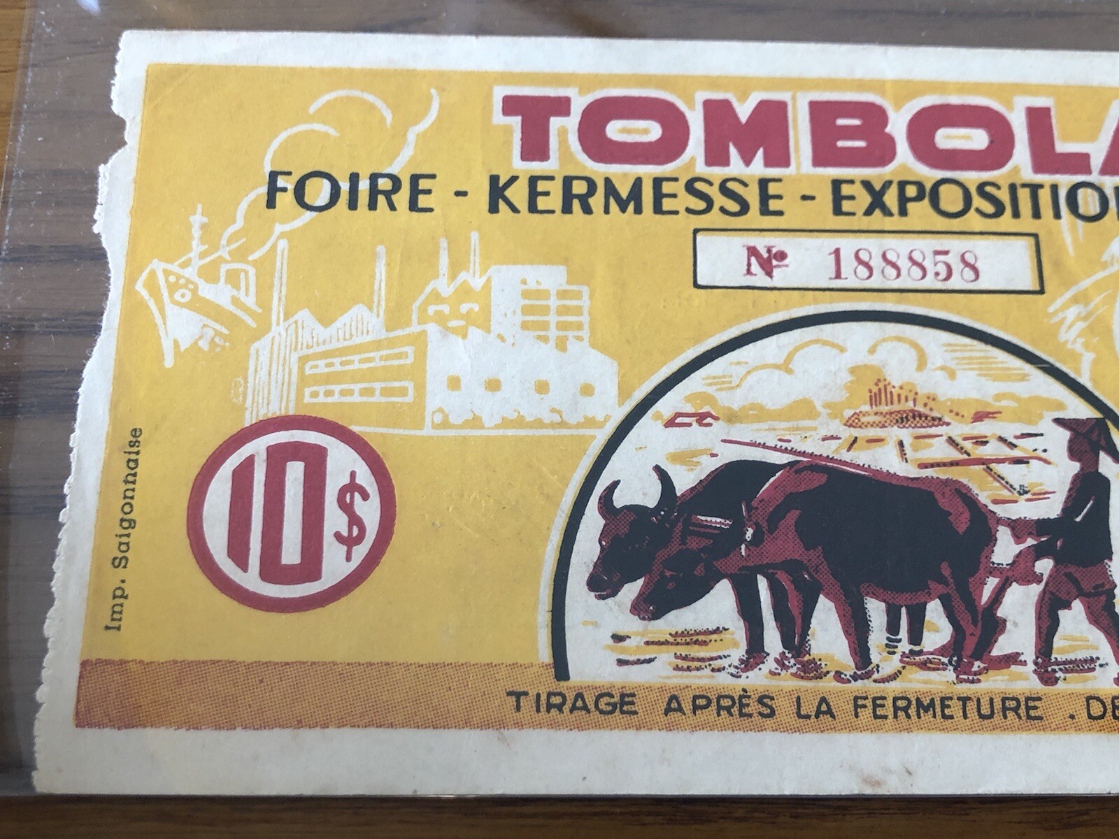Lottery Tombola Indochine 10 Piastres 1953 Original Vintage Very Rare_LDP Shop.