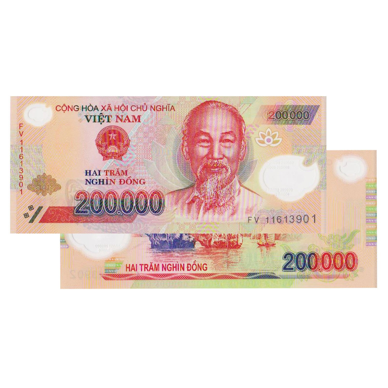 Vietnam 200,000 X 5 Pieces (PCS)= 1 Million Dong Currency VND UNCIRCULATED UNC