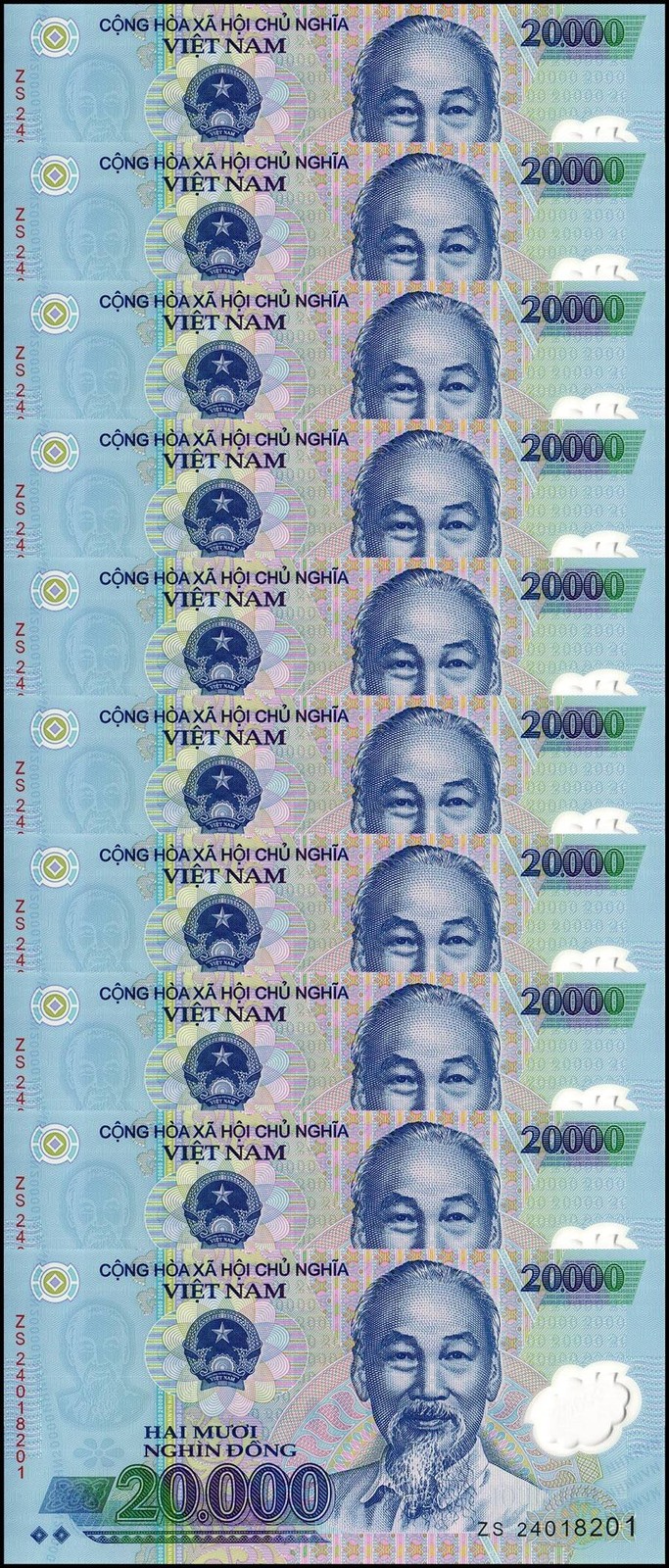 Vietnam 20000 Dong, 2024, P-120o, UNC Polymer X 10 PCS