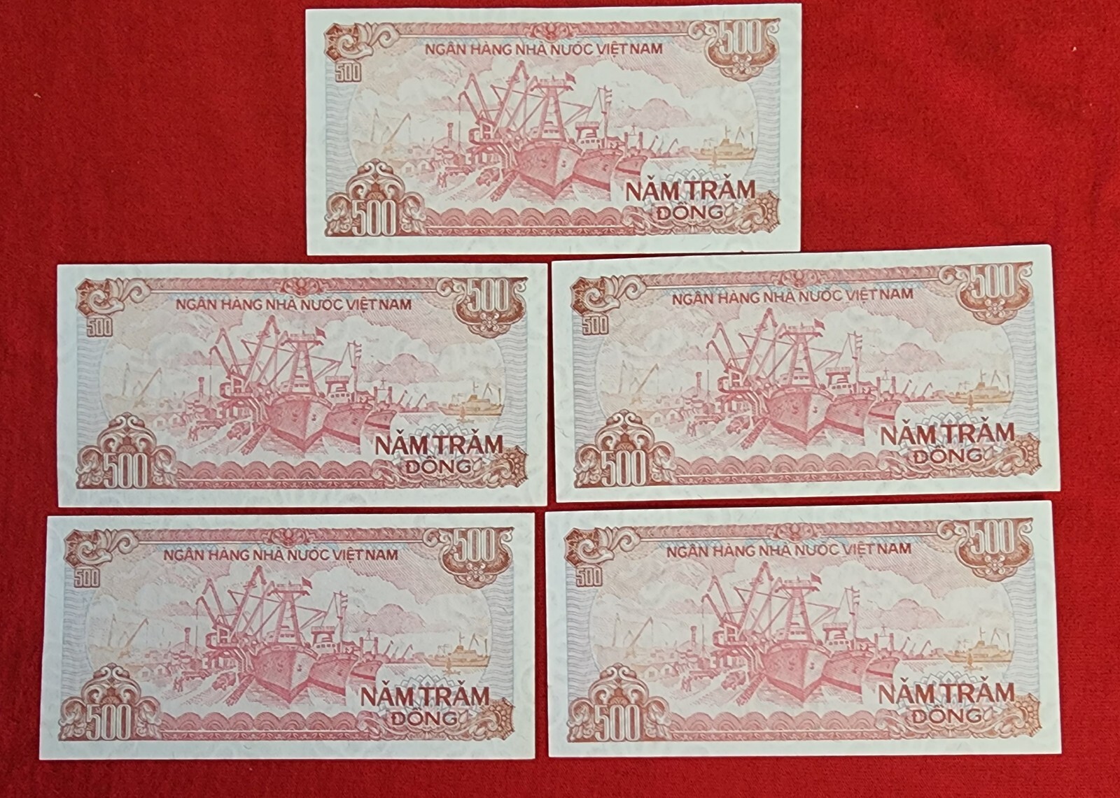 VIETNAM 500 DONG X 5 PCS ISSUED 1988 UNC Uncirculated Free SHIPPING