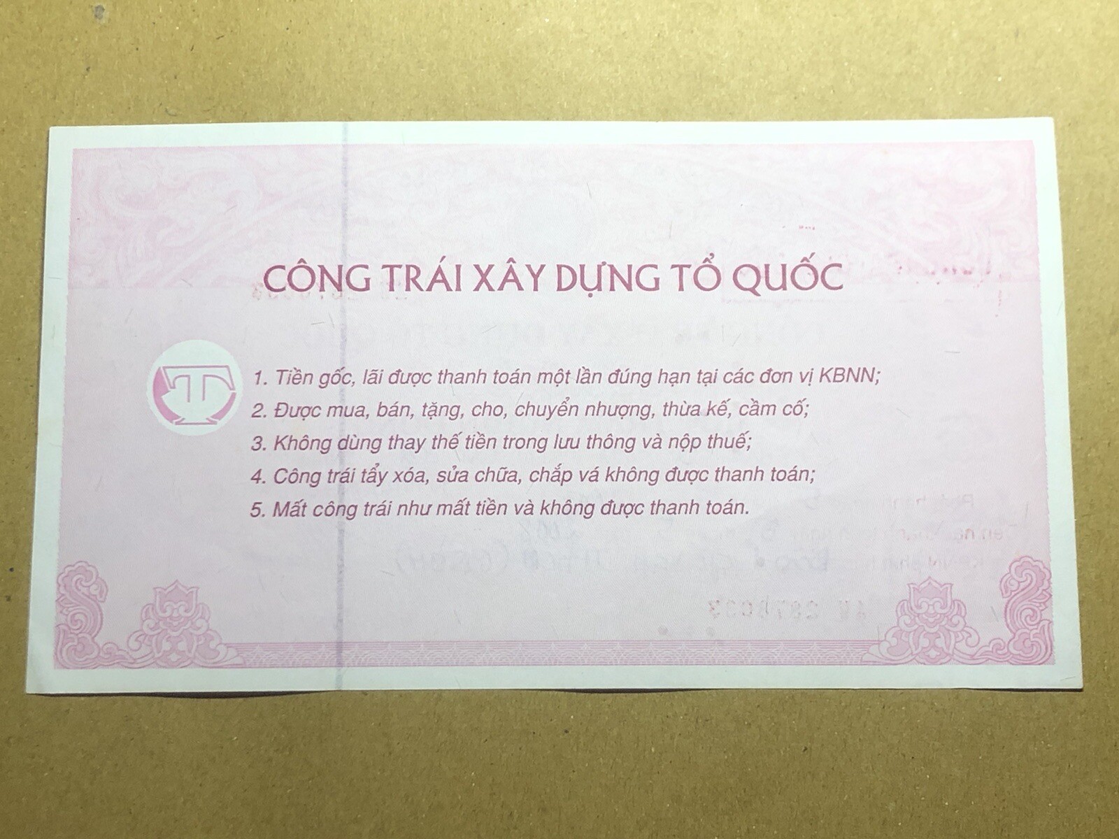 UNC 100,000 Dong Payment Bond Cheque Unpaid 2003 Original Vintage Rare_LDP Shop.