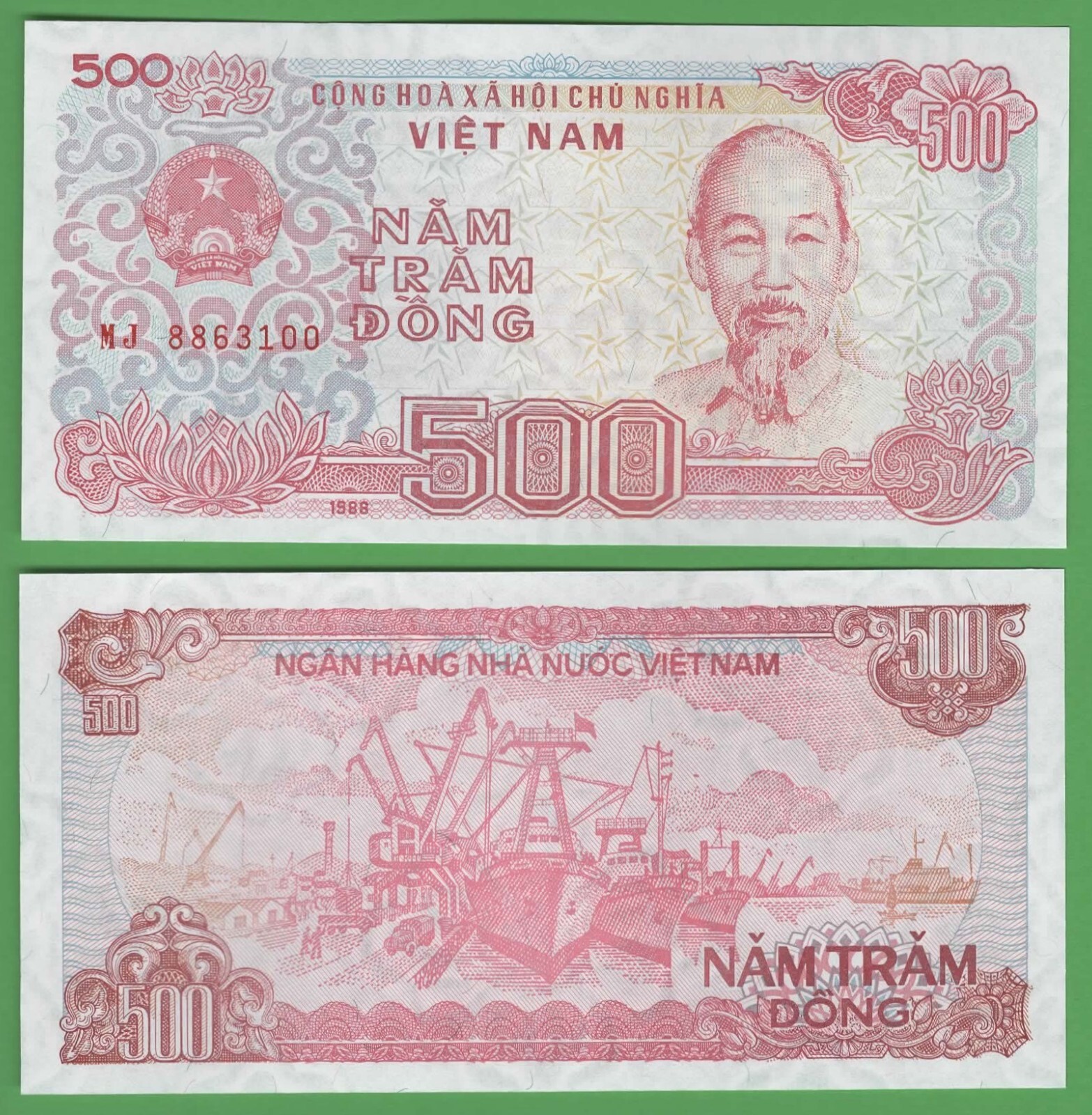Vietnam 500 Dong Banknote 1988 P-101a UNC World Currency Ho Chi Minh
