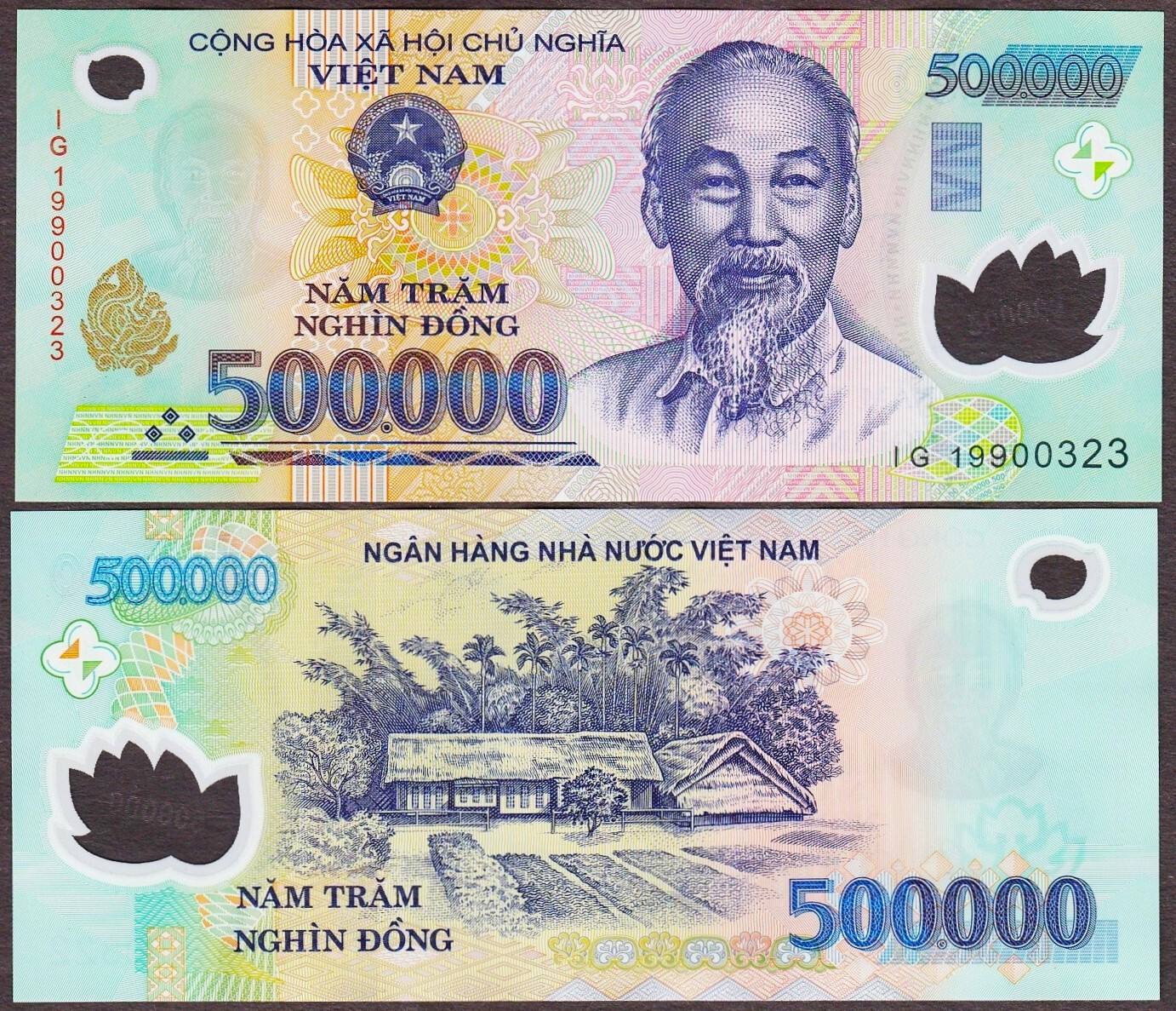 Vietnam Polymer ONE MILLION Dong (2 x 500,000) Uncirulated SHIPPING From CANADA