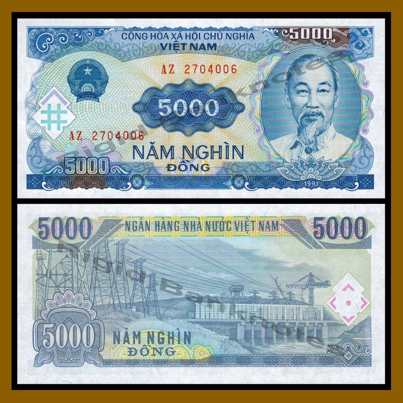 Vietnam (Vietnamese) 5000 (5,000) Dong, 1991 (1993) P-108 Unc