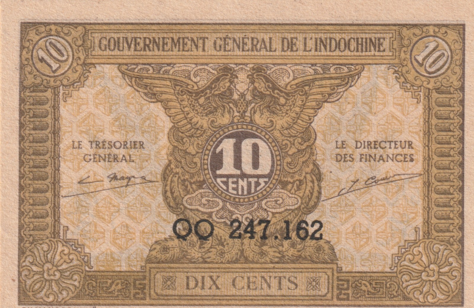 French Indochina 1942 10 Cents Uncirculated Banknote Pick 89a Bargain Bin