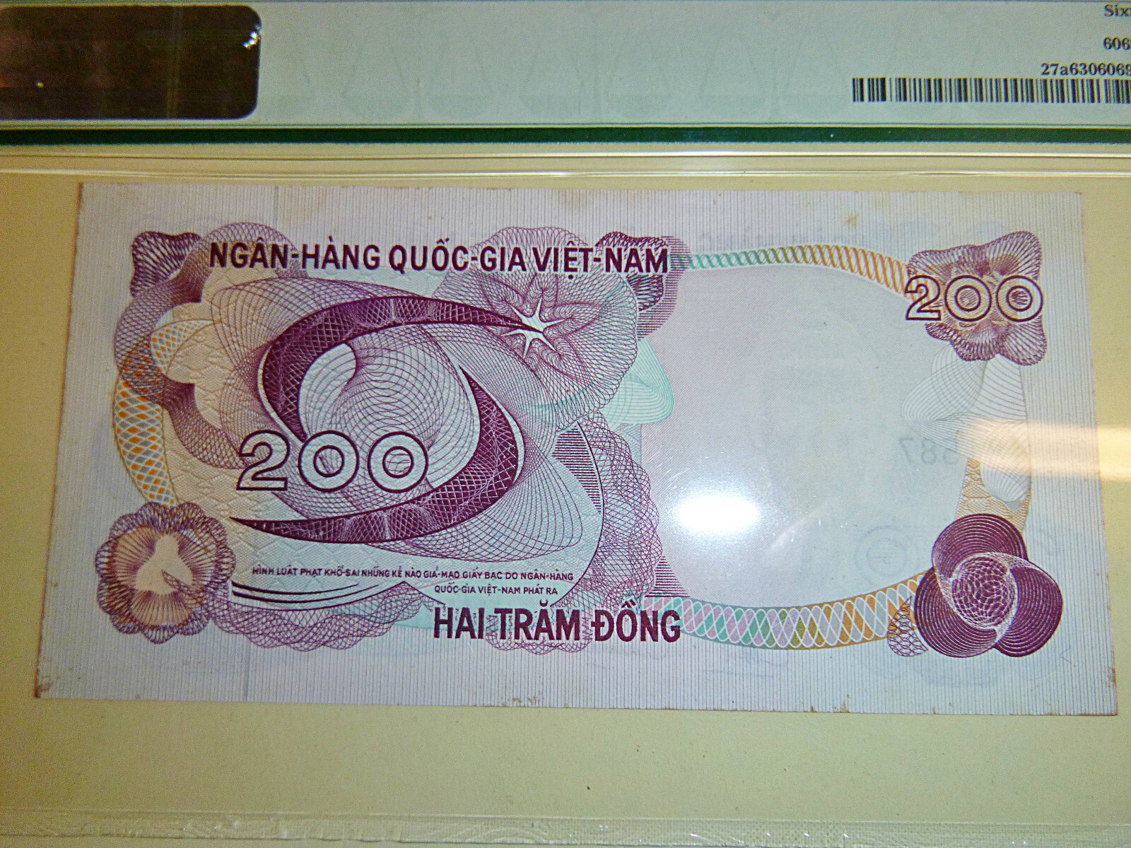 200 Dong Banknote – 1970 – PMG 63 – South Vietnam – War Note – 481 587 – In Safe