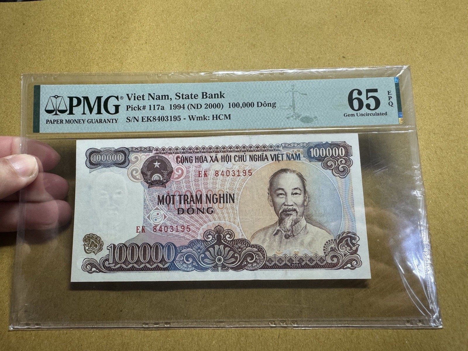 Viet Nam Banknotes 100,000 Dong 1994 P-117a PMG-65EPQ GEM UNC_LDP Shop.