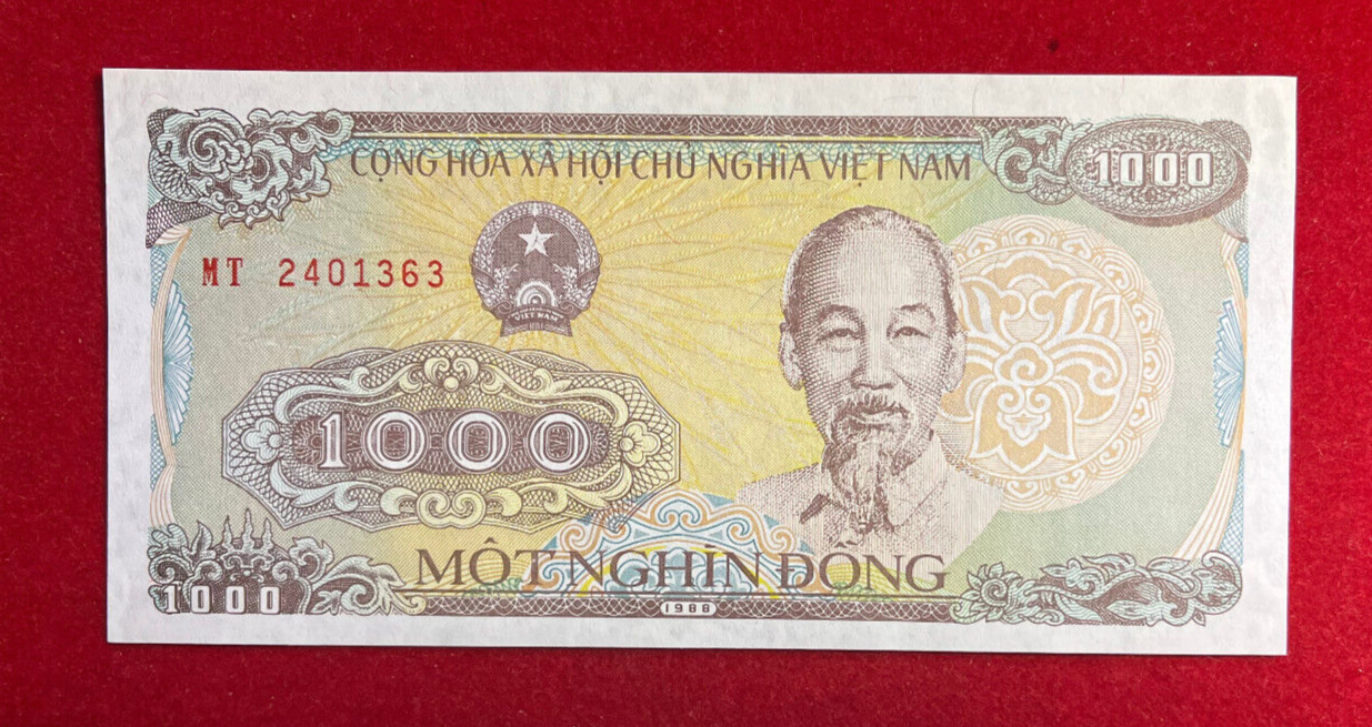 K27 Vietnam; 1000 Dong 1988 (1989) Elephant P#106 UNC