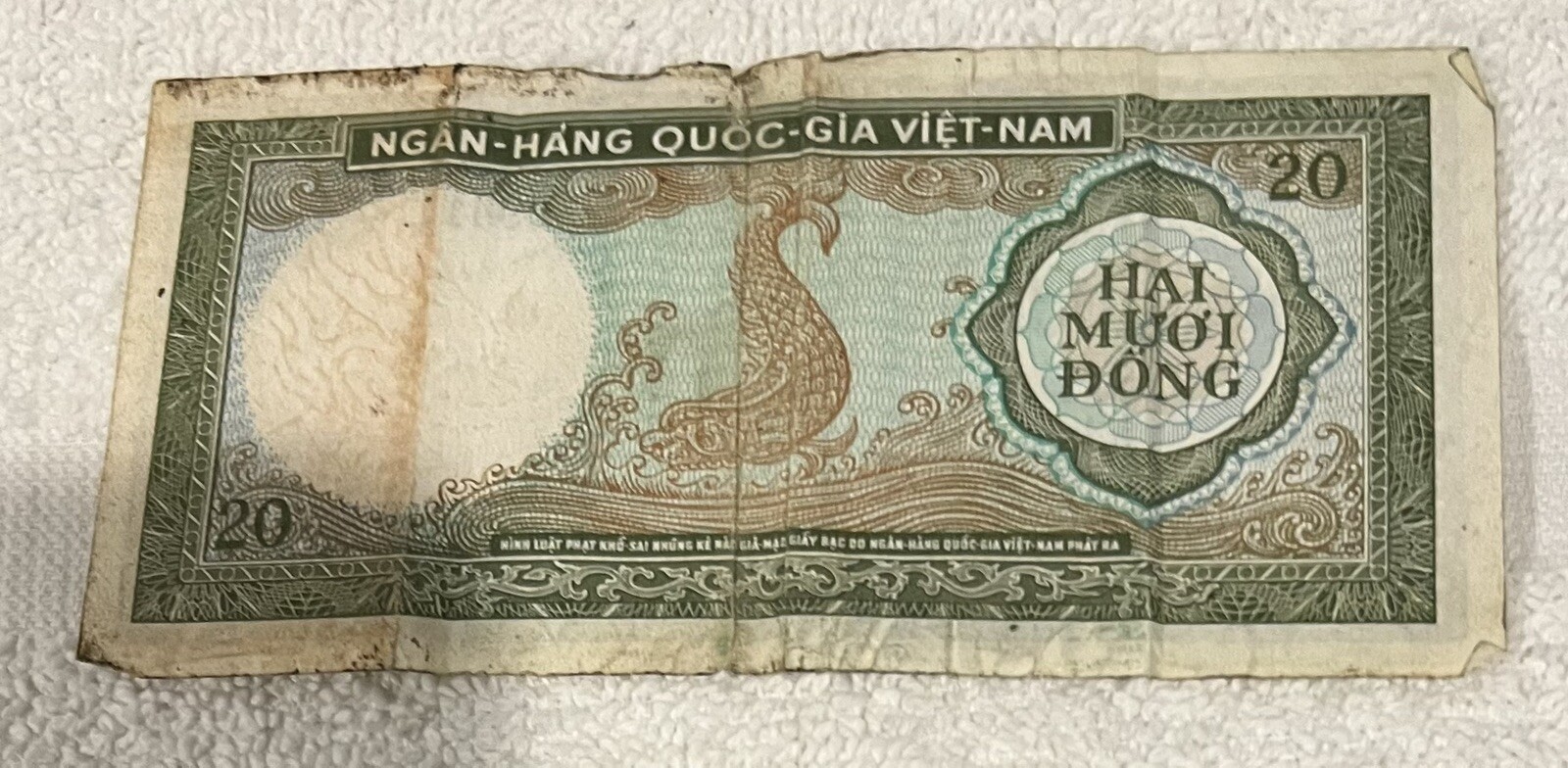 Bank Note c1964 South Vietnam Hai Muoi Dong 20 Dollar Bill #799411