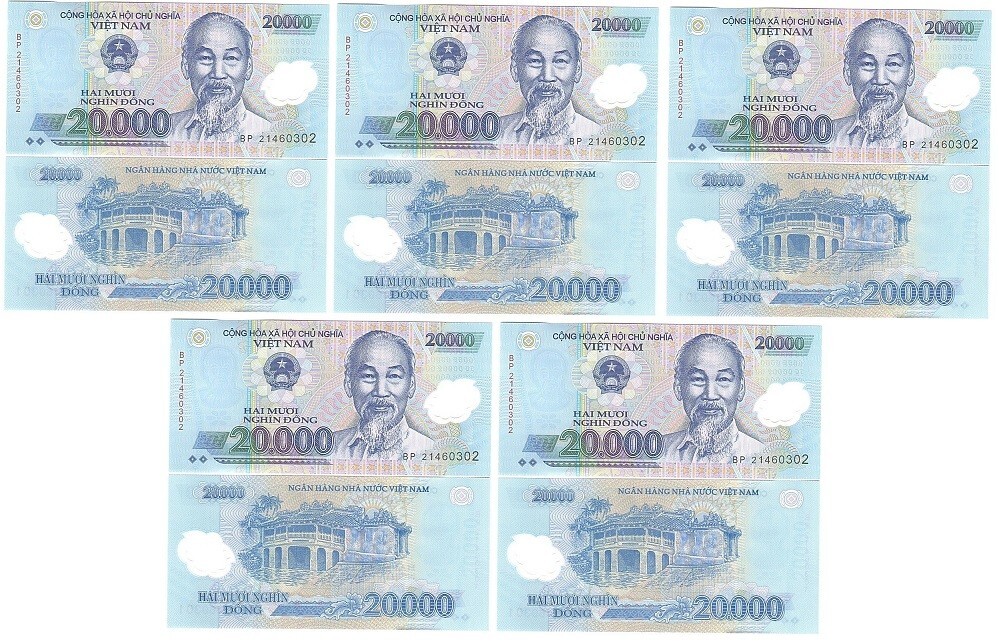 Vietnam – 5 pcs x 20000 Dong 2021 UNC P. 120 – Polymer Lemberg-Zp