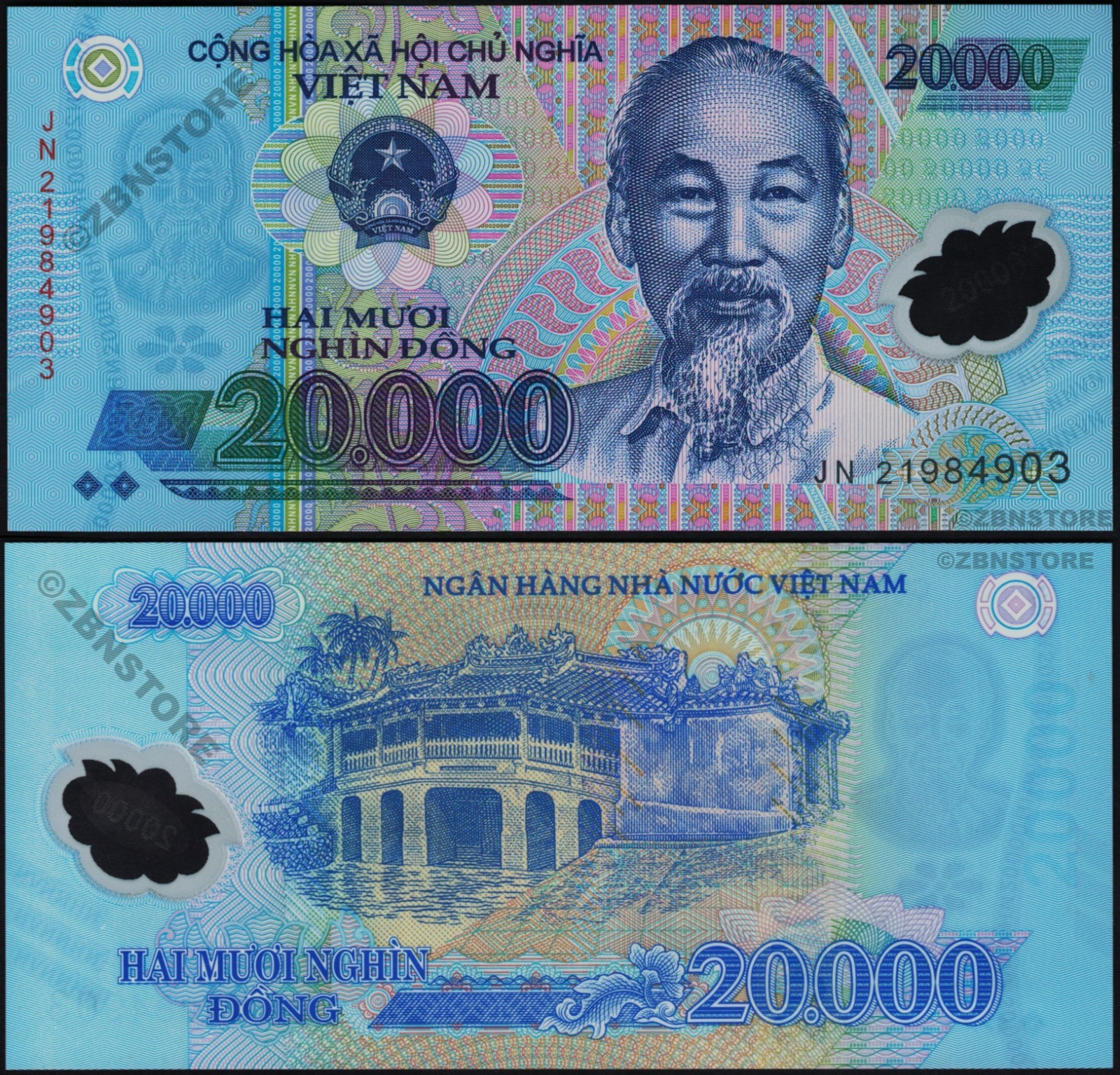 20 x 500,000 Zimbabwe Dollars + 20,000 Vietnam Dong Authentic + Certificate COA