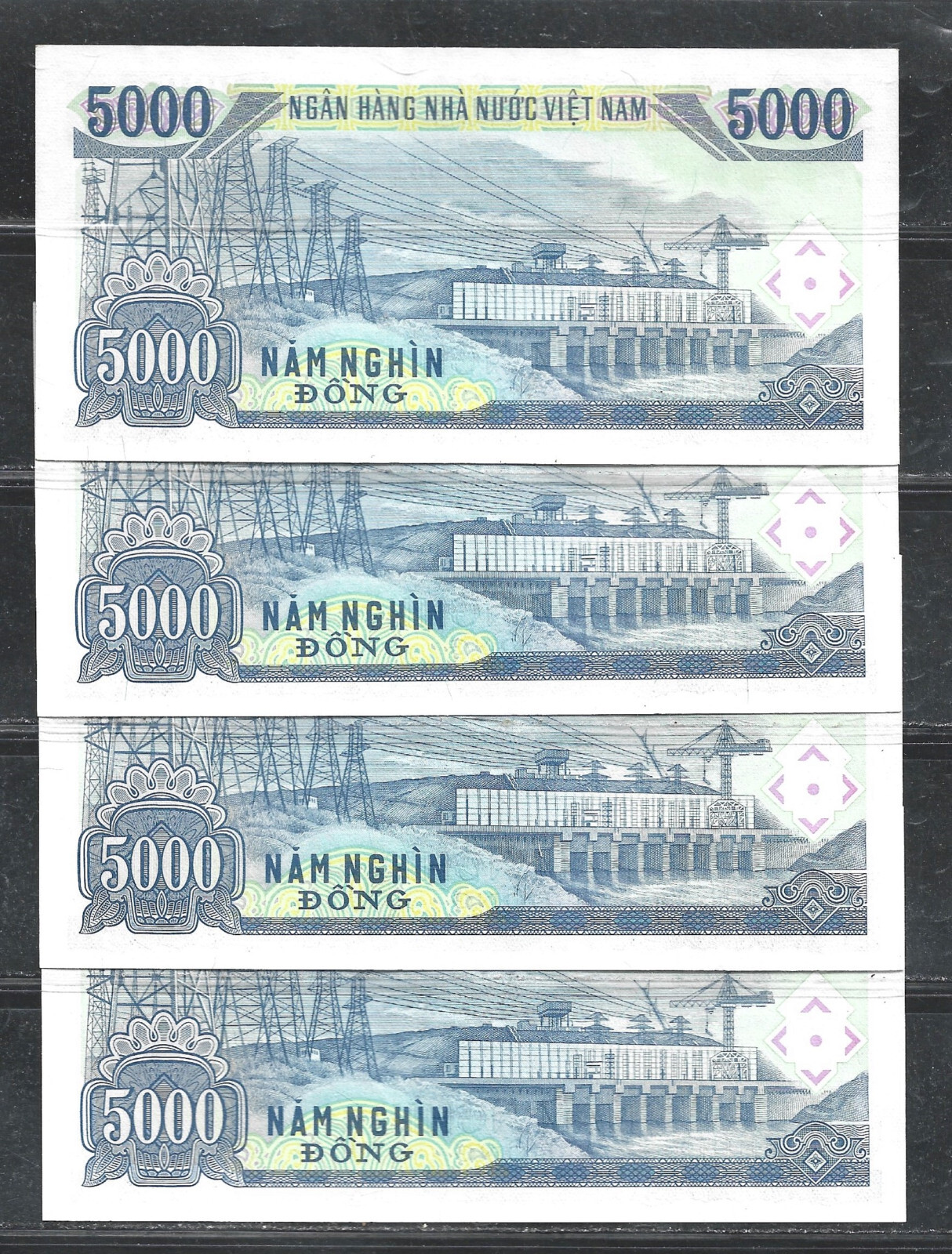 VIET NAM $5000 DONG P.108 LOT OF 4 (UNC) FROM 1991