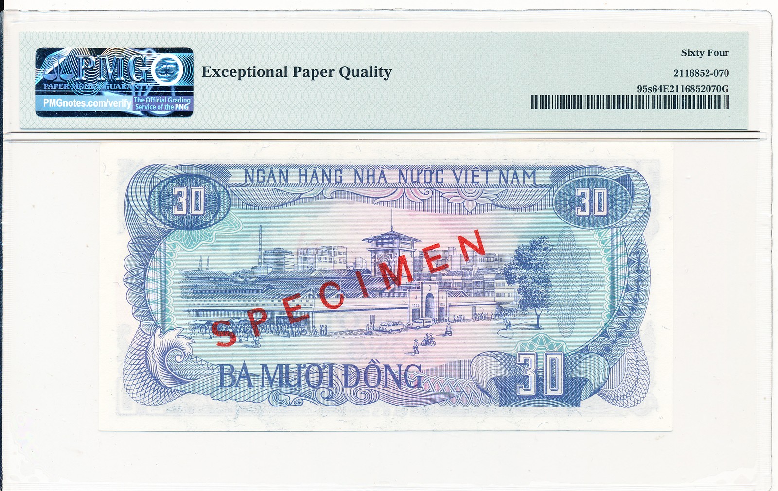State Bank Viet Nam 30 Dong 1985 Specimen PMG 64EPQ