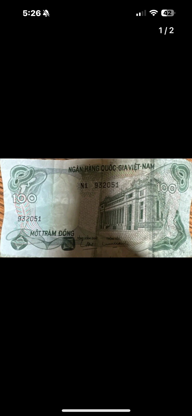 Lot Of 3 Bank Notes US, Italy, & N. Vietnam Currency Dollar Lire Dong