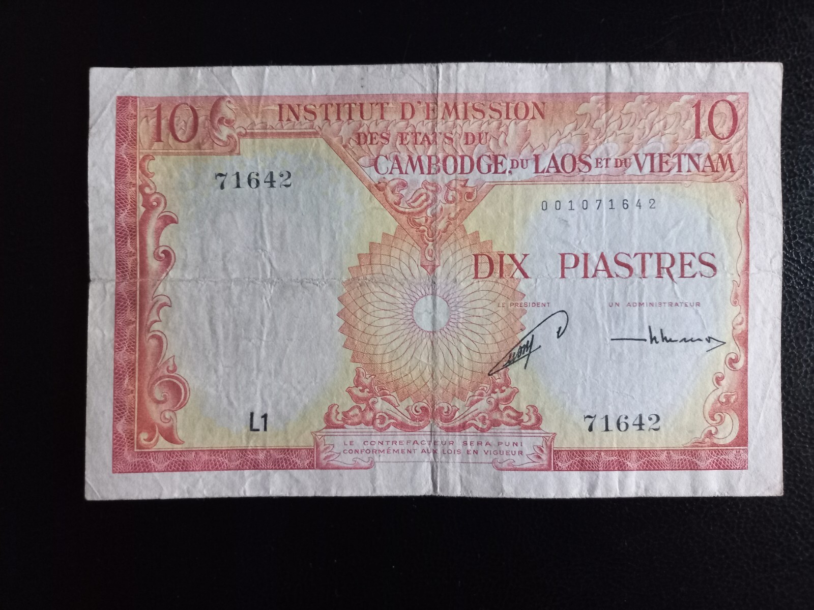 French Indochina, 10 Piastres, 1953 Cambodia Issue (P-96a)