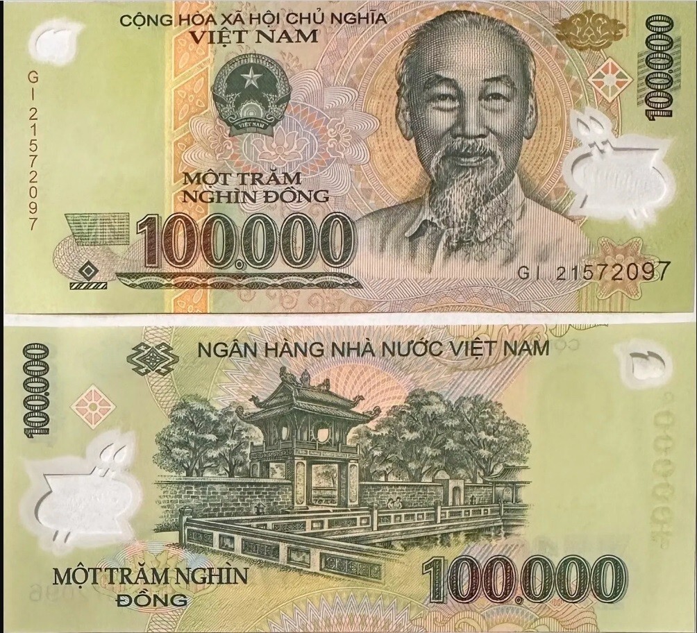 100,000 Vietnam Dong VND Un-Circulated CIR Banknote Polymer Currency 1 piece
