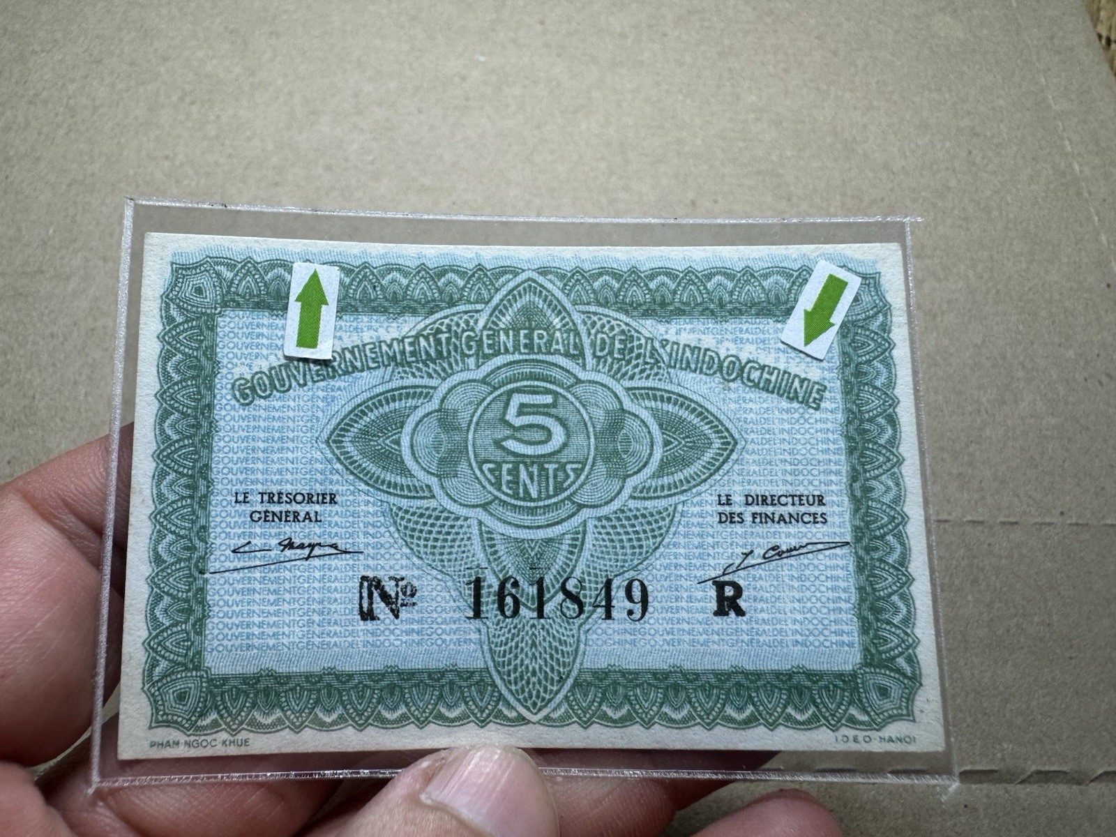 Minor Printing Error 5 Cent Indochine Indochina Banknotes 1942 Rare_LDP Shop.