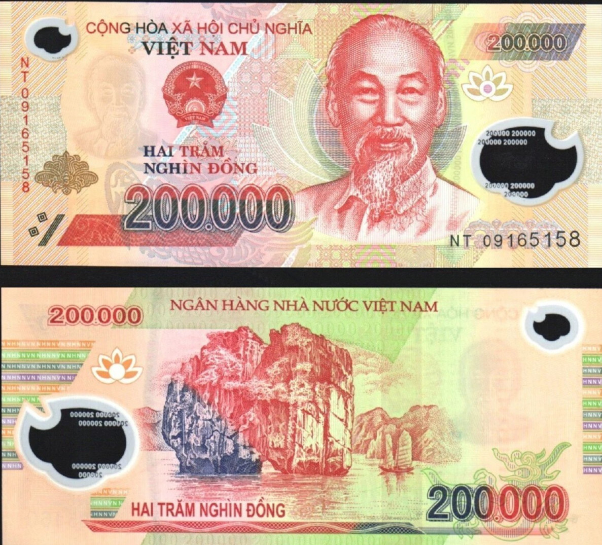 5 X 200K 1,000,000 Vietnamese Dong VND Polymer Notes + 1 Million Bolivar FREE ..