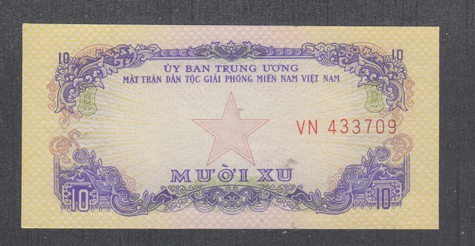 Vietnam South 10 Xu Note P-R1 1963 ND (1968) UNC
