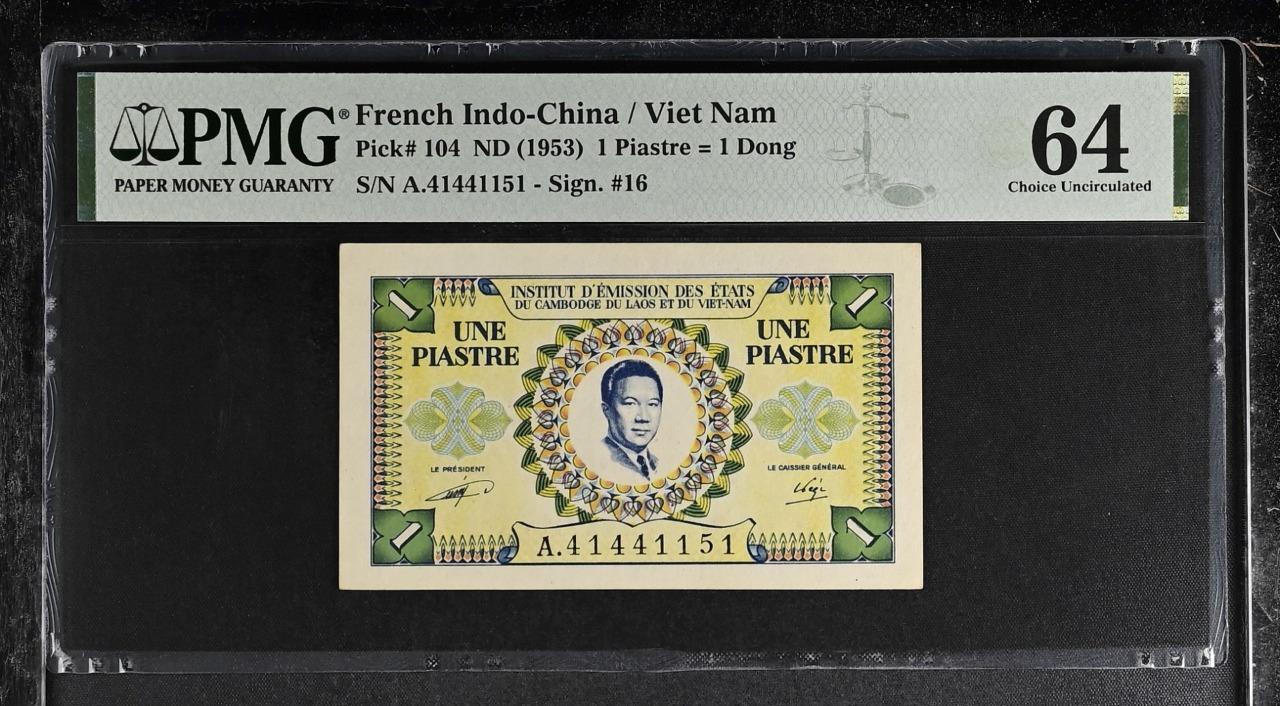 French Indochina P-104 1 Piastre 1953 PMG 64