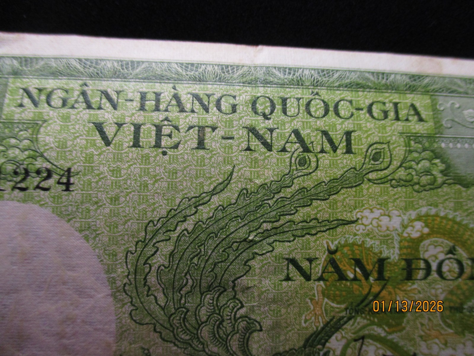 1950’S VIET-NAM 5 NAM DONG BANK NOTE IN EXCELLENT CONDITION